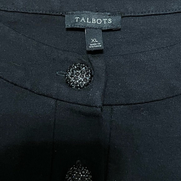 Talbots black pull over 3/4 sleeve blouse with decorative buttons - Picture 6 of 7